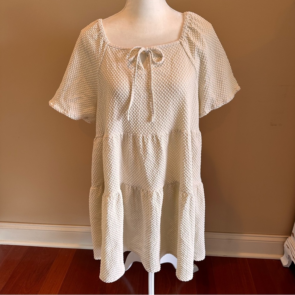 Hayden Cream Textured Babydoll Dress Size 1XL